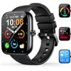 MFVLP Smartwatch Uomo Donna, 1.83 Orologio Smartwatch con Chiamata Bluetooth, Fitness Tracker con Contapassi/Sonno/Cardiofrequenzimetro, Impermeabile IP68, 112+ Sports Smart Watch per Android iOS, Nero