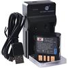 QIAO JIN LIN DSTE BN-VF707 - Batteria agli ioni di litio e caricatore micro USB compatibile per JVC BN-VF707U GR-D29 GR-D239 GR-D240 GR-D244 GR-D245 GR-D246 GR-D247 GR-D250 GR-D253 70 g D271