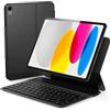 Qulose Custodia con tastiera QWERTZ per iPad 11 2025 A16/iPad 10 generazione 10.9 pollici 2022, ultra sottile magnetica Folio tastiera Bluetooth, funzione di ricarica tipo C, nero
