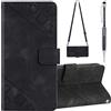 Grandoin Cover per Samsung Galaxy A51 4G/M40S con Cordino, Custodia a Portafoglio in Pelle per Samsung A51 4G/M40S con Collana Laccio Tracolla, Supporto Stand Flip Caso Cover a Libro (Nero)