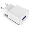 MyGadget 1X Caricatore USB da Muro - Caricabatteria Universale (2A | 5V) - Carica-batterie per Apple iPhone 15 Plus 14 Pro Max 13 Mini Samsung S24 - Bianco
