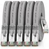1aTTack.de Cavo di rete piatto Cat.7 Gigabit Ethernet Lan (RJ45), 10Gbit/s, compatibile con Cat.5 -Cat.5e - Cat.6 Grigio / 5 pz 3 m