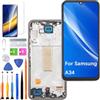 HLYGZX Schermo LCD per Samsung Galaxy A34 TFT A346E A346B A346B/DS A346B/DSN Display Schermo di Ricambio Kit di Riparazione con Cornice (Nero con Cornice, Senza Impronta Digitale)