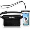 iVoler Kit Impermeabile con Borsa Marsupio e Custodia Smartphone IPX8 per Sport Acquatici Pesca Vela Sci Mare Escursione, Protezione per Cellulare Portafoglio Documenti - Nero/Cristallo