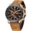 NIBOSI Orologi da uomo analogico al quarzo cronografo impermeabile data luminosa oro rosa argento orologio da polso uomo moda casual orologi per uomini classico elegante regalo in pelle oro nero