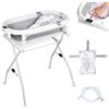 moovkee. Pieghevole Vaschetta Bagnetto Neonato con Supporto 80cm - Vasca da Bagno Bambini 1-3 Anni con Termometro Incorporato e Tubo di Scarico - Offri il massimo comfort al tuo bambino
