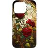 Giardiniere foglie vintage ed elegante a Custodia per iPhone 16 Pro Giardiniere Vintage Foglie e fiori in vetro colorato Rosa