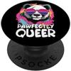 LGBTQA+ Panda Wearing Sunglasses Pawfectly Queer - Bandiera bisessuale con panda con occhiali da sole PopSockets PopGrip Adesivo