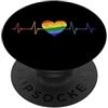LGBTQ Heartbeat Cool Designs Battito cardiaco della bandiera dell'arcobaleno - Mese dell'orgoglio LGBT dell'uguaglianza ECG PopSockets PopGrip Adesivo