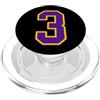 Purple Number 3 Jersey Player Uniform #3 Divisa da giocatore numero 3, colore viola e oro PopSockets PopGrip per MagSafe