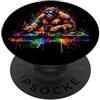 Awesome EDM Rave Music Animal Designs DJ Sasquatch Rave EDM Bigfoot e giradischi Paint Splash Art PopSockets PopGrip Adesivo