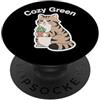 Chubby Cat Graphic Cozy Green Cute Tabby Cat succulente amante delle piante PopSockets PopGrip Adesivo