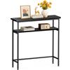 VOUNOT® Consolle Ingresso a 2 Ripiani in Metallo e MDF, Tavolo Consolle Stretta da Dietro Divano, Design Moderno Salvaspazio per Soggiorno, Corridoio, Ufficio o Camera da Letto, 80x24x80 cm, Nero
