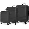 MOVOM Joumma Movom Galaxy Set di Valigie Antracite 55/68/78 cm Rigido ABS Lucchetto a Combinazione Integrato 221L 11.4kg 4 Doppie Ruote Estensibile Bagaglio a Mano