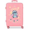 Disney Joumma Stitch You & Me Rosa Valigia Media 46x65x23 cm Rigido ABS Lucchetto a Combinazione Laterale 56L 3.1kg 4 Doppie Ruote