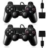 DISCORAMA - X2 CONTROLLER CABLATI NERI PER PS1 PS2 SLIM CON DOPPIA VIBRAZIONE, JOYSTICK ANALOGICI E D-PAD REATTIVO, PLUG & PLAY PER UN'ESPERIENZA DI GIOCO FLUIDA