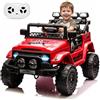 GarveeTech Auto elettrica per bambini da 12 V con telecomando - 3 velocità, musica, luci a LED, clacson, pneumatici larghi, sistema antivibrazione, veicolo elettrico per bambini da 3 a 5 anni - rosso