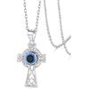 Silvora Damen Herren Keltische Kreuz Halskette 925 Sterling Silber Kette mit Evil Eye