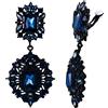 EVER FAITH Orecchini Clip-on Art Deco Vintage Stile Gatsby Lampadario pendente orecchini per donne Ragazze navy Blu