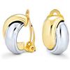 Bling Jewelry Due Toni Intrecciati Cerchio Cupola Mezzo Cerchio Clip Su Orecchini Non Forato Lucido Tono Argento 14K Oro Placcato Ottone