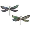 Kiara Jewellery, orecchini a perno a forma di libellula intarsiato con conchiglia di Abalone in tonalità di verde e blu. Placcatura al rodio color argento, ipoallergenico, a prova di ossidazione.
