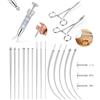 Milacolato 13/17 Pezzi Inseritore Piercing Kit 14G/16G/18G/20G Taper Piercing Acciaio Chirurgico per Cambiare il Gioiello Ago Piercings Pinze Pinzette per Orecchio Labbro Ombelico Naso-BS