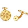 Kuzzoi - Gemelli da uomo con bussola, stile vintage, in argento Sterling 925 placcato oro, per camicia