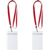 WEBBOMB Porta badge con zip, portadocumenti impermeabile, completo di cordino e laccio, custodia protettiva orizzontale/verticale trasparente per 1-2 badge e carte (Rosso_Verticale)