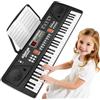 QiquBox Tastiera Pianoforte Bambini 61 Tasti Pianola con Microfono Leggio, Nero