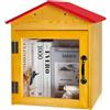 Okydoky Little Library Box Outdoor Armadio in legno, piccola scatola per letteratura con tetto rosso per condividere libri, comunità e divisione scolastica, scambio di libri di quartiere resistente alle