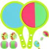 BSTDAYEVER Cattura Racchette Palline Set Racchettoni Giochi Spiaggia Toss e Cattura Gioco Della Palla Racchette con Pallina Che Si Attacca Bambini Catch Ball e Toss Game con 2 Pagaie e 4 (Verde, verde)