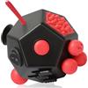 VCOSTORE Fidget Cube con 12 Lati - Originale Cubo Antistress Adulti Fidget Toys Ufficio Gadget Anti Stress Cube Per Tutte le Età Con ADHD, ADD, ASD, ADHD (Nero-rosso)