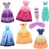 Tuxvealu 7 pezzi Abiti per Bambole, Abiti da Principessa per Bambole, Gioielli per Bambole da 11,5 Pollici con Gonna da Sirena, Gonna da Principessa, Bretelle e Pantaloni, Regalo per Bambine