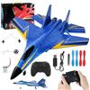 CLIUNT Aereo telecomandato, 2,4 GHz, 2 canali, aereo radiocomandato, per bambini, con illuminazione a LED per principianti, con ricarica USB (celeste)
