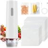 PORFOYO Macchina per sottovuoto bianca, piccola, maneggevole, per sottovuoto portatile, per alimenti, 40 kPa, senza BPA, per cucina e viaggio, 180 × 45 × 45 mm