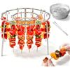 ELMVAR Griglia per spiedini in acciaio inox per friggitrice ad aria, modello 2026, con 24 spiedini, griglia per arrostire in friggitrice ad aria da 15 cm, set di spiedini per barbecue in acciaio (1PCS,1,1)