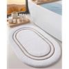 DEXI Tappeto da bagno antiscivolo, lavabile, assorbente, in morbida microfibra, tappeto da bagno ovale per pavimento del bagno, doccia, WC, lavandino, 61 x 91,4 cm, beige