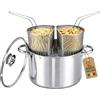 AKITAInk Bollipasta Duna 24 cm in Acciaio Inox con 2 Cestelli e Coperchio in Vetro Temperato, Pentola per Pasta con Scolapasta Integrato, Resistente e Pratica, Compatibile con Induzione