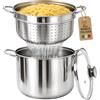 AKITAInk Bollipasta Inox 22 cm con Cestello Estraibile, Pentola per Pasta con Coperchio in Vetro Temperato e Fondo Termodiffusore