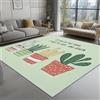 Generic Tappeto Salotto Carino Piante In Vaso Cactus Tema, Flanella Stampa Tappeto per Cameretta Corridoio 60 x 110 cm, Lavabile Antiscivolo Decorazione Domestica Scendiletto, Verde Chiaro