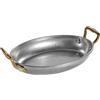 ComfyHarbor Vassoio ovale in acciaio inossidabile 304 con finitura retrò e doppi manici per le orecchie per servire hamburger, patatine fritte e finger food (argento)