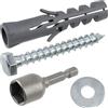 AERZETIX - Kit di 25 tasselli in nylon con collare Ø12x60 mm per materiali pieni + 25 viti tirafondi Ø8x60 mm + 25 rondelle larghe per bullone M8 + 1 bussola esagonale 1/4 SW13