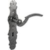 Gedotec Set di maniglie a leva a placca lunga in ferro battuto nero | 1 pezzo Maniglia per porta antica | BERN | Set di maniglie per porte interne | PZ - cilindro 88 mm