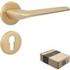 APECS Maniglie per porte interne moderne, maniglia per porta d'ingresso con rosetta quadrata, maniglia per porta in oro opaco con materiale di fissaggio, accessorio per porta modello CAPELLA PZ