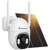 Jennov Telecamera WiFi Esterno Senza Fili, Aggiuntiva per Jennov WiFi NVR | 360° PTZ, Visione Notturna Colori, Rilevamento PIR, Audio Bidirezionale, Alimentazione Solare, Senza Abbonamento