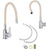 QLS Rubinetto da cucina, rubinetto per lavello, doccetta flessibile, a 360°, cromato (beige)