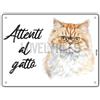 Lovelytiles Cartello Attenti Al Gatto 15 X 20 Cm,Facile da installare, per Uso Interno o Esterno,Resistente UV,Resistente alle intemperie, Decorazioni Per La Casa