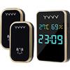 YVVV Campanello Senza Fili, YVVV Campanello Senza Fili Esterno Impermeabile e Autoalimentato senza Batteria, Visualizza Temperatura, Umidità e Ora, Campanello Wireless con 2 Trasmettitore e 1 Ricevitore