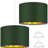 Weewooday Confezione da 2 paralumi verdi per soffitto, 30,5 cm, stile moderno, dorato, con anello adattatore per paralume da E27 a E14, per lampade a sospensione, lampade da tavolo o da comodino