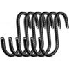Brute Strength - Ganci a forma di S avvolti in pelle pieno fiore - 6 pezzi - Nero - 10 cm di acciaio inossidabile Ganci da appendere per cucina, officina, bagno
